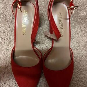 Dream Pairs Red Pointed Toe Ankle Strap Heels